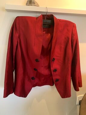 Dana Buchman Red Open-Front Blazer with Decorative Buttons